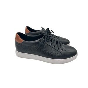 Robert Graham Skull Sneakers Men's Size 11 Black Embossed Leather Shoes Floral